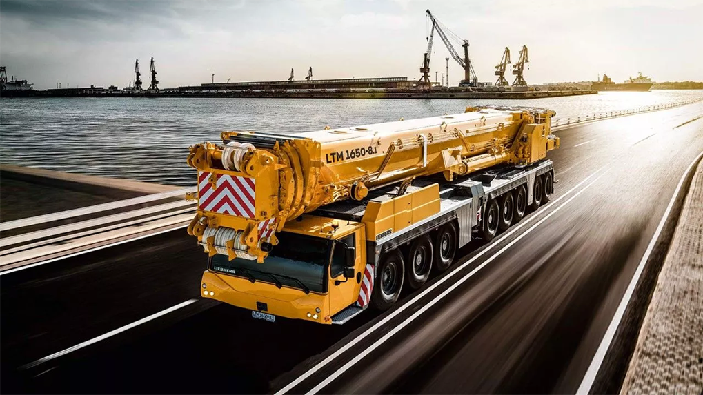 Yellow mobile crane